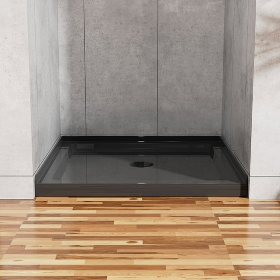 Resenkos36"x36" Shower Base 3.5" Height Anti-Slip Acrylic Center Drain Single Threshold Shower Basin, Black