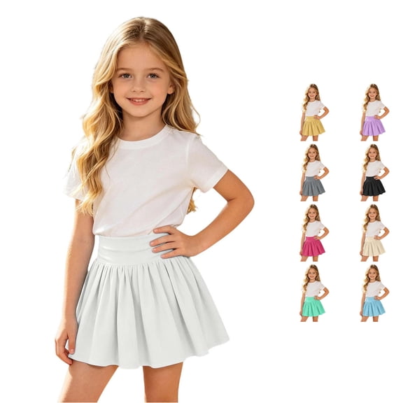 QTSHPN Pleated Skirt Girls High Waist Tennis Sports Yoga Breathable Lightweight Activewear Fashion Girls Skirts White 13-14 Years