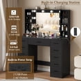 thumbnail image 5 of Vanity Desk with Mirror and Lights, 43" Large Black Makeup Vanity with 11 Drawers & 8 Shelves, Power Outlet & Adjustable LED Lights, Dressing Table for Women & Girls Bedroom, 5 of 8