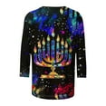 thumbnail image 4 of Mceream Hanukkah 3/4 Sleeve Shirts for Women Trendy Summer Crewneck Lightweight Tops Plus Graphic Tees Fall Blouses Plus Size Print Fashion Outfits Clothes 2025 Vestido Para NiñAs L, 4 of 5
