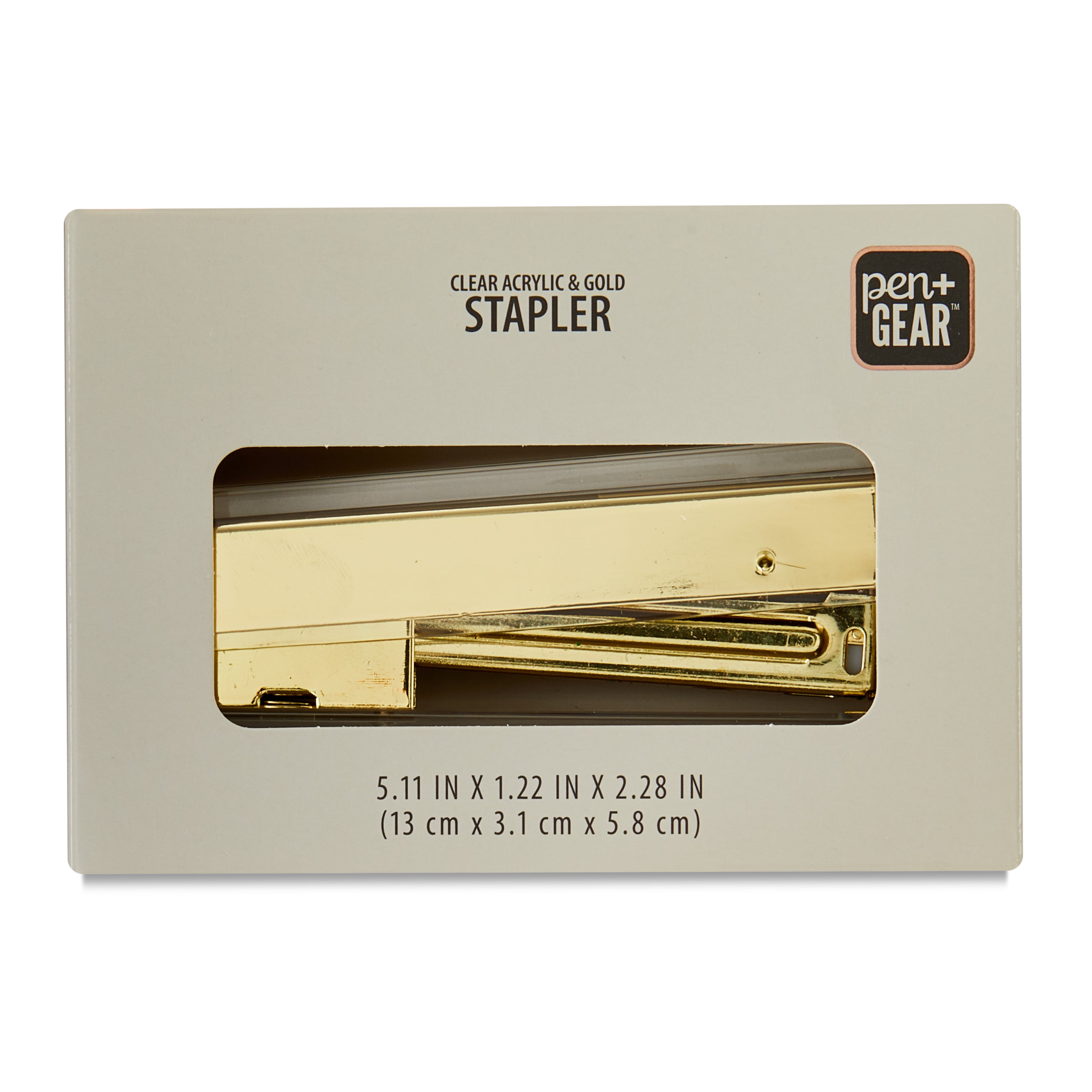 Pen+Gear Acrylic Stapler, Gold Color, 20 Sheet Capacity, Multi-Function Hand Stapler