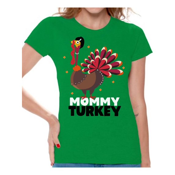 Awkward Styles Thanksgiving T-Shirt Mommy Turkey Shirts for Women