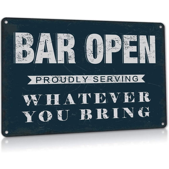 Bar Signs Man Cave Decor Stuff, Aluminum Metal Tin Sign Funny Home Beer Pub Open Accessories and Outdoor Vintage Decorations 8" X 12"
