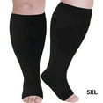 thumbnail image 1 of 2 Pairs Compression Socks Wide Calf Craftsmanship Washable Health Care Skin Color Multicolored Practical Knee-High Support Foot Compressor Black/Toe 5XL, 1 of 8