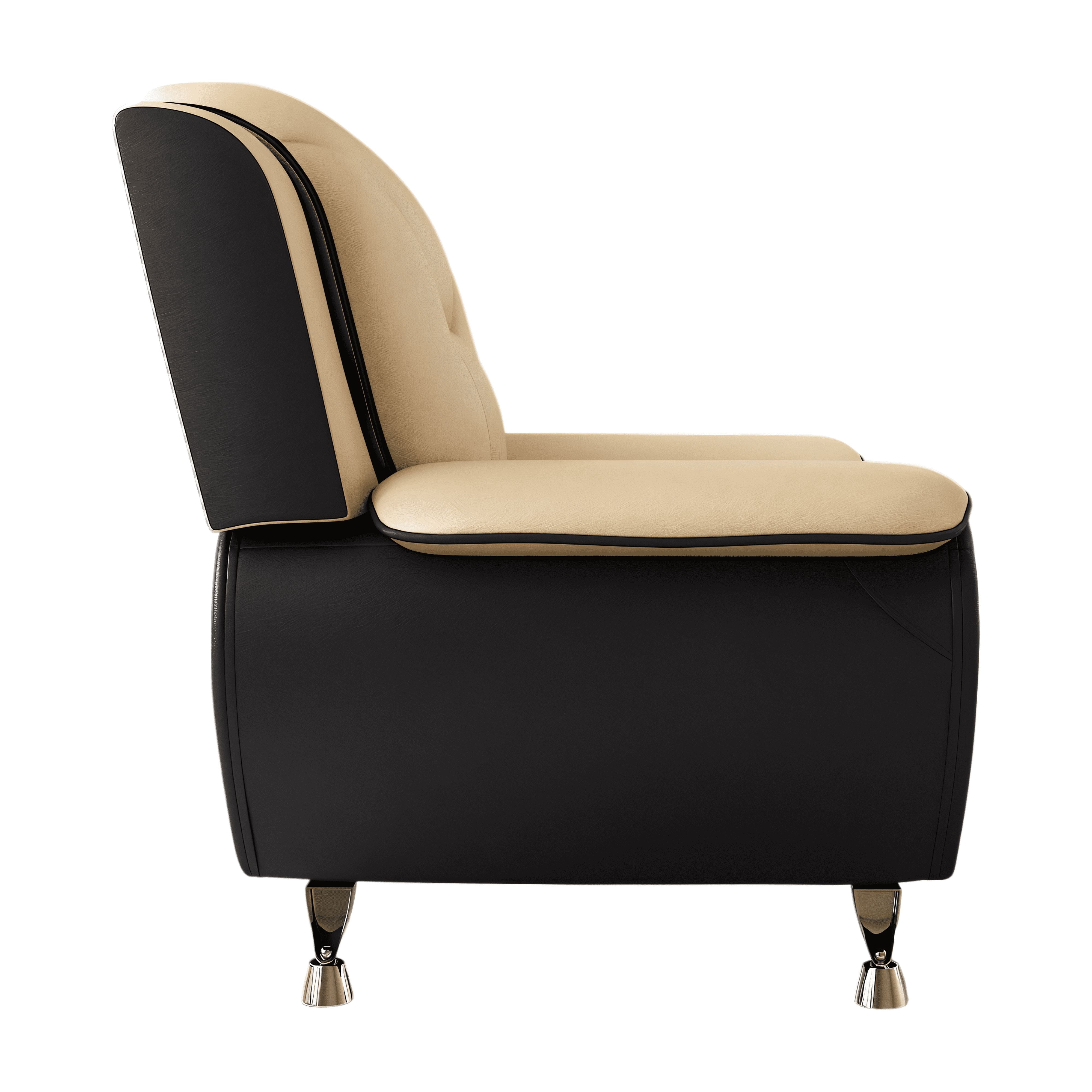 Wakefit 47"W Modern Faux Leather Armchair,Single Upholstered Sofa Couch with Stainless Steel Legs for Living Room,Camel & Black