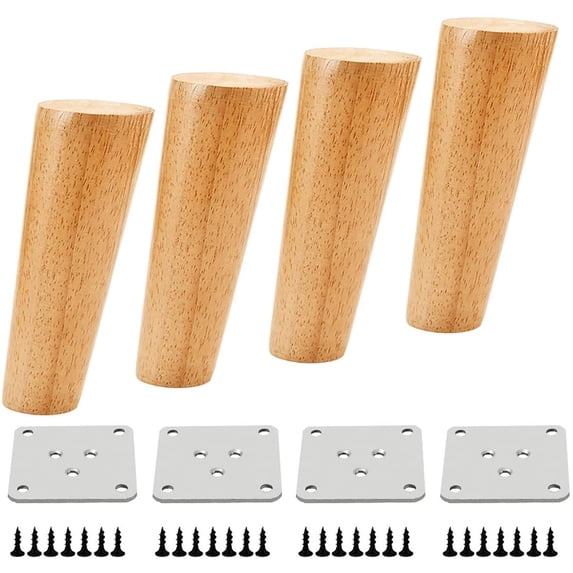 Wooden table legs, wooden feet, furniture feet, sofa feet with mounting plates & screws for cabinet, sofa, coffee table, TV cabinet and other furniture legs