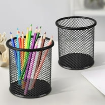 HBBKVI Pencil Holder, Round Metal Mesh Pen Holder for Home Office, Desk Organizer Makeup Brush Holder