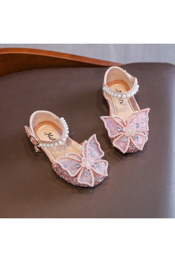 Toddler Girls Princess Sequins Sandals Flats Kids Party Dress Up Dance Shoes For Latin Tango