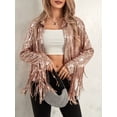 thumbnail image 6 of Douhoow Women Sparkly Sequins Jacket Shiny Glitter Open Front Tassel Fringe Coat Disco Jacket, 6 of 9