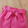 thumbnail image 5 of Lilgiuy Toddler Girl Summer Clothes Cute Rainbow Print Short Sleeve Round Neck Flying Sleeve T Shirt Casual Bowknot Shorts Sets Summer Matching Outfits Outwear (Pink,3-4 Years), 5 of 5