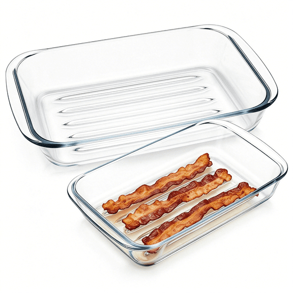 ACDANC Glass Microwave Bacon Cooker, 11.6 Inch Square Bacon Cooker for Microwave Oven, Cook Crispy Strips in Minutes, No Mess, Easy to Clean
