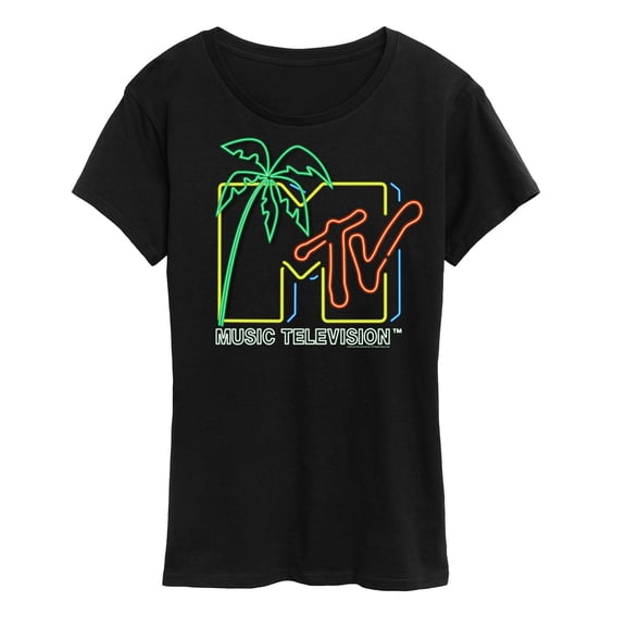 MTV - Neon Palm Tree Logo - Women's Short Sleeve Graphic T-Shirt