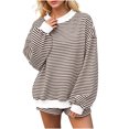 thumbnail image 2 of Ihhxva Women's Knit Tops Oversized Striped Sweater Soft Winter Pullover Relaxed Mock Neck Top Chunky Casual Long Sleeve Cozy Tunic Blouse for Holiday S-5XL, 2 of 8