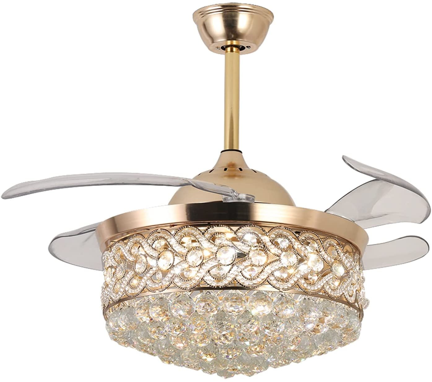 Gold Crystal 42'' Retractable Blade Ceiling Fan with Remote