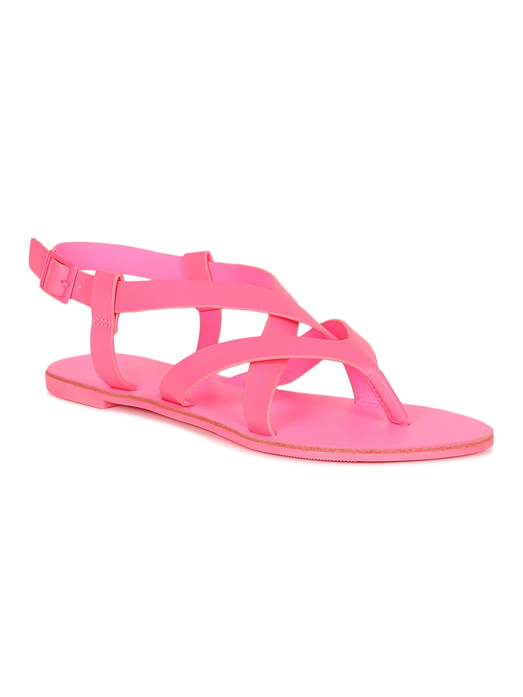 Qupid - Women Neon Strappy Thong Open Toe Flat Sandal 18874 - Walmart.com - Walmart.com