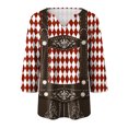 thumbnail image 2 of Dakiuu Womens 3/4 Sleeve Plaid Double Breasted Faux Suspender Top Relaxed Oktoberfest Bavarian Fair Blouse Casual Shirt for Beer Fest Weekend Gathering Outfit, 2 of 2