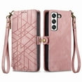 thumbnail image 2 of Mantto Case for Samsung S23, Zipper Wallet Card Holder Flip Stand Premium Leather Case with Removable Wristlet Strap, RFID Blocking Magnetic Closure Case for Samsung Galaxy S23, Pink, 2 of 12