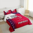 thumbnail image 3 of Feelyou Modern Rugby Football Bedding Comforter Set, Cartoon Soccer Helmet Twin Comforter Sets, Red Navy Abstract Stripes Reversible Bedding Set, Breathable Home Decor, 2-Piece, 3 of 8