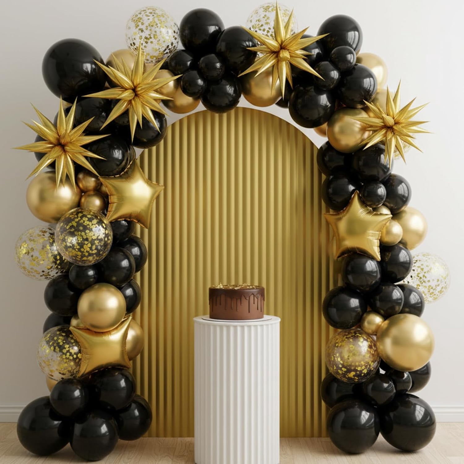 Burculy 129pcs Metallic Gold Balloons Different Sizes 18 12 10 5 Inch, Latex Balloon Garland Arch Kit for Party Graduation Wedding Holiday Happy Birthday Decoration