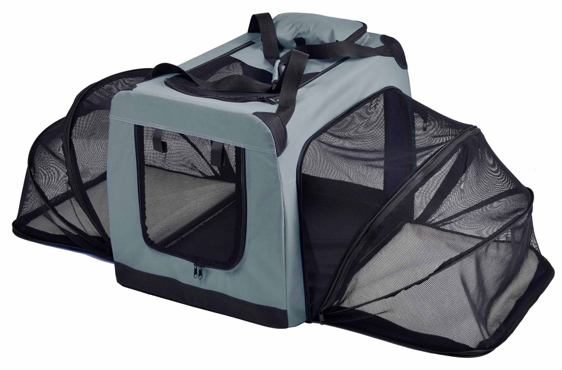 Pet Life ® 'Hounda Accordion' Metal Framed Soft-Folding Collapsible Dual-Sided Expandable Pet Dog Crate