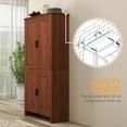 thumbnail image 3 of GVN Wine Bar Cabinet,Coffee Bar Cabinet,64" 4-Door Kitchen Pantry, Freestanding Storage Cabinet with 3 Adjustable Shelves for Kitchen, Brown, 3 of 6