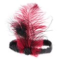 thumbnail image 1 of Diadema de mujeres jinwen con Artificial de año 20 Decoración Cóctel 9 Vino tinto y negro, 1 of 8