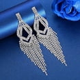 thumbnail image 4 of LAICAIW Silver Rhinestone Crystal Bridal Chandelier Long Tassels Dangle Earrings for Wedding, 4 of 5