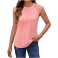 thumbnail image 1 of Pantalones Cortos para Mujeres Sexy Casual Suelto Cuello Redondo Encaje Patchwork Top, Plisado Pecho Manga Corta Blusa para el Uso Diario, Fiesta Y Fecha, 1 of 9