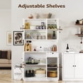 thumbnail image 5 of 71" Tall Kitchen Hutch with 6 Doors, Pantry Storage Cabinet with Microwave Stand, Storage Cabinet with Adjustable Shelves, Modern Food Pantry with Drawer for Kitchen Dining Room, White, 5 of 10