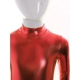 thumbnail image 3 of Hansber Kids Girls Shiny Metallic Dance Unitard One Piece Wet Look Bodysuit Long Sleeve Full Length Jumpsuit Red XL/150, 3 of 8