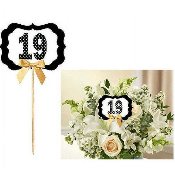 19th Birthday / Anniversary Table Decoration Party Centerpiece Pick - Set of 6