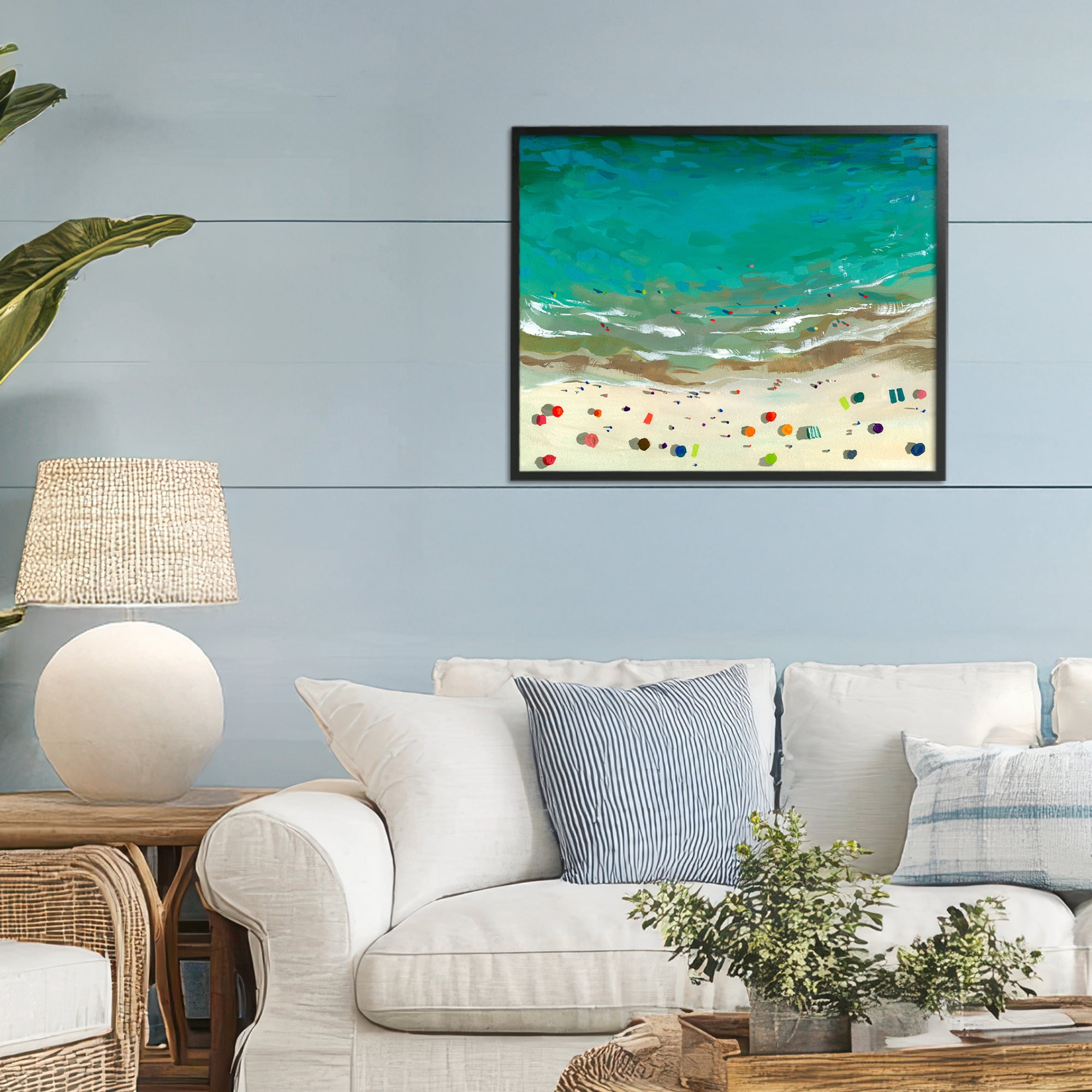 Stupell Industries Aerial Turquoise Shoreline Black Framed Giclee Art, design by Brook Page