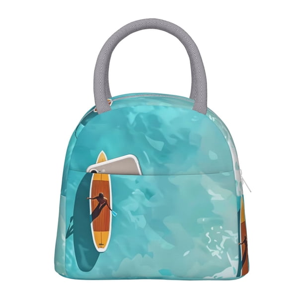 Easygdp Tranquil Ocean Canoe Journey Bolsa de Almuerzo Insulada Grande, Forro de Aluminio, Diseño Espacioso, a Prueba de Fugas, Ideal para Trabajo, Picnics, Viajes y Actividades al Aire Libre