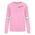 thumbnail image 5 of yoeyez Halloween Sweatshirt Women Ghost Pumpkin Long Sleeve Shirt Crewneck Casual Fall Spooky Pullover Tops Pink,M, 5 of 5