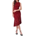 thumbnail image 2 of INSPIRE CHIC Sleeveless Lace Dress for Women's Cocktail Asymmetric Hem Fishtail Ruffles Dresses L Red, 2 of 6