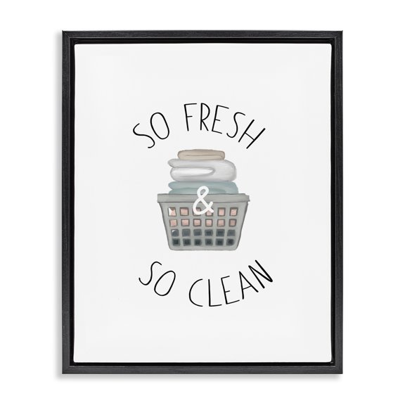 Stupell Industries So Fresh Laundry Basket Black Framed Floater Canvas Wall Art, design by Elizabeth Medley