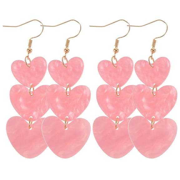 FUEENIRVA Durable Plastic Heart Earrings for Women Pink Decorative Jewelry Accessories 2 Pairs Lightweight