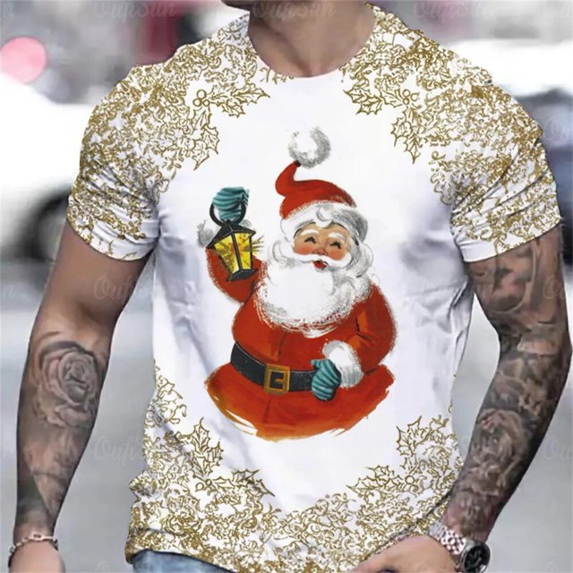 Camisetas de tren de Navidad para hombre, Top informal de verano con estampado 3d, camisetas holgadas de gran tamaño, ropa de manga corta de diseñador callejero para hombre