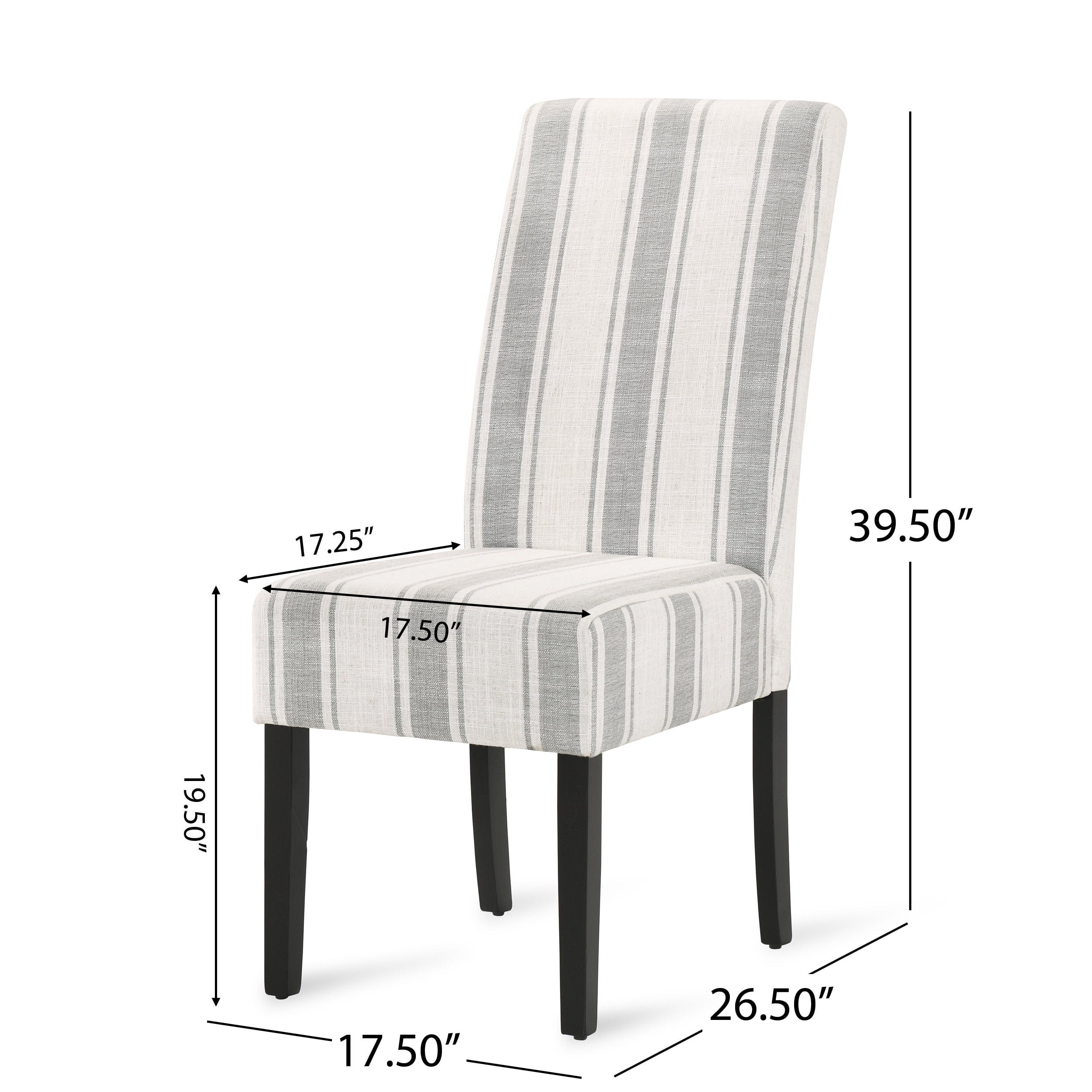 Noble House Asher Fabric Dining Chairs, Set of 2, Gray, Light Beige, Espresso