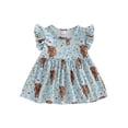 thumbnail image 1 of Fortune Robe Western pour Bébé Fille Manches Courtes Imprimé Bétail Robe Cowgirl, 1 of 7