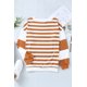 thumbnail image 2 of ABPHQTO Sudadera de mujer a rayas con hombros caídos y rayas marrones, 2 of 5