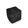 thumbnail image 3 of Steve Silver Omari Square Handwoven Black/ Ivory Wool Pouf, 3 of 7