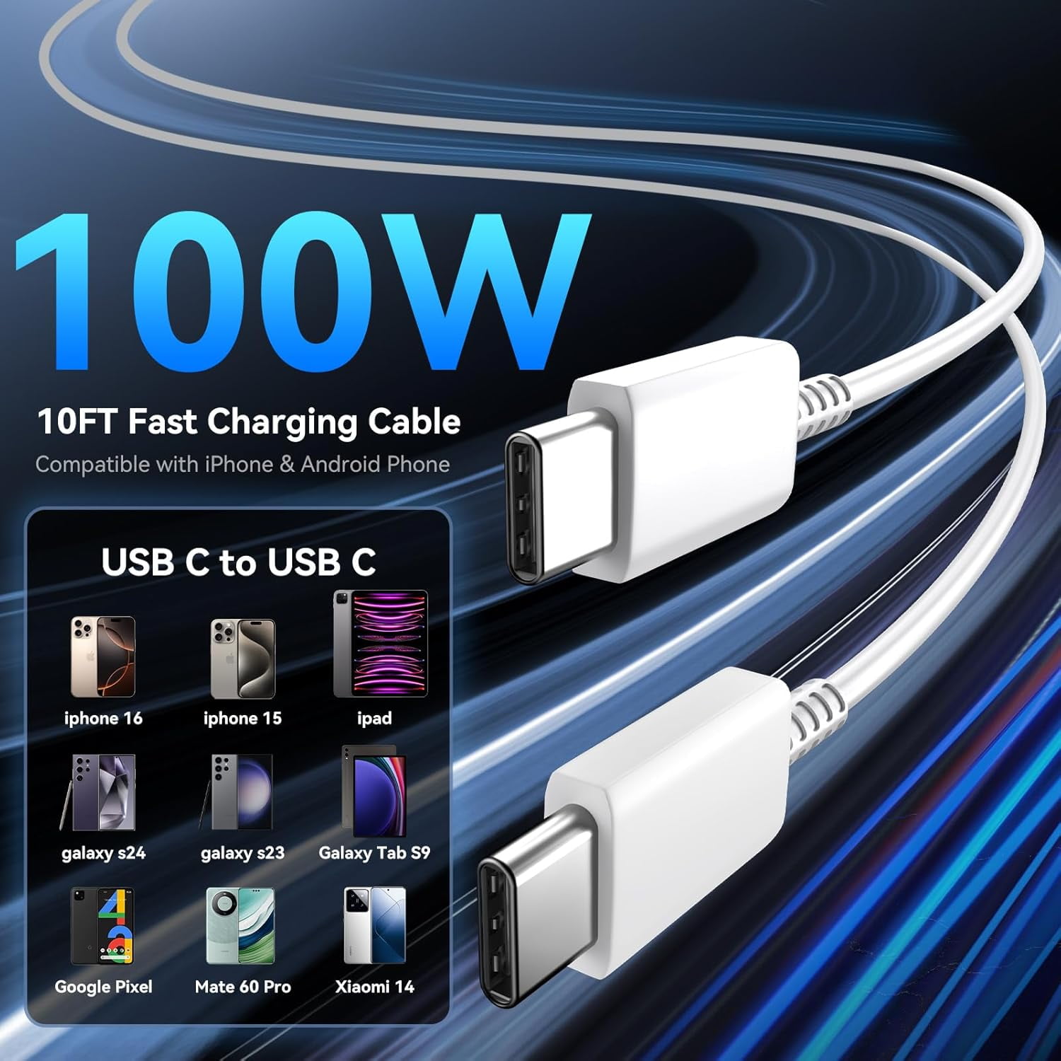 45W USB C Fast Charger for Google Pixel 9/9 Pro/9 Pro XL/9 Pro Fold/8/8a/8 Pro/7/7a/7 Pro/6/5/4/3 XL, 2-Pack 45 Watt Type C Super Fast Charging Wall Charger Block with [6FT+10FT] Long Pixel Cable