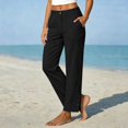 thumbnail image 5 of IMENGL Women's Casual Cropped Pants Loose High Waist Elasitc Straight Linen with Pockets Trousers Soft Wide Leg Pant for Womens,M-XXXL, 5 of 7