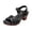 Black, variant on Women Wedge Sandals Solid Color Leather Beach Shoes Summer Fashion Comfort