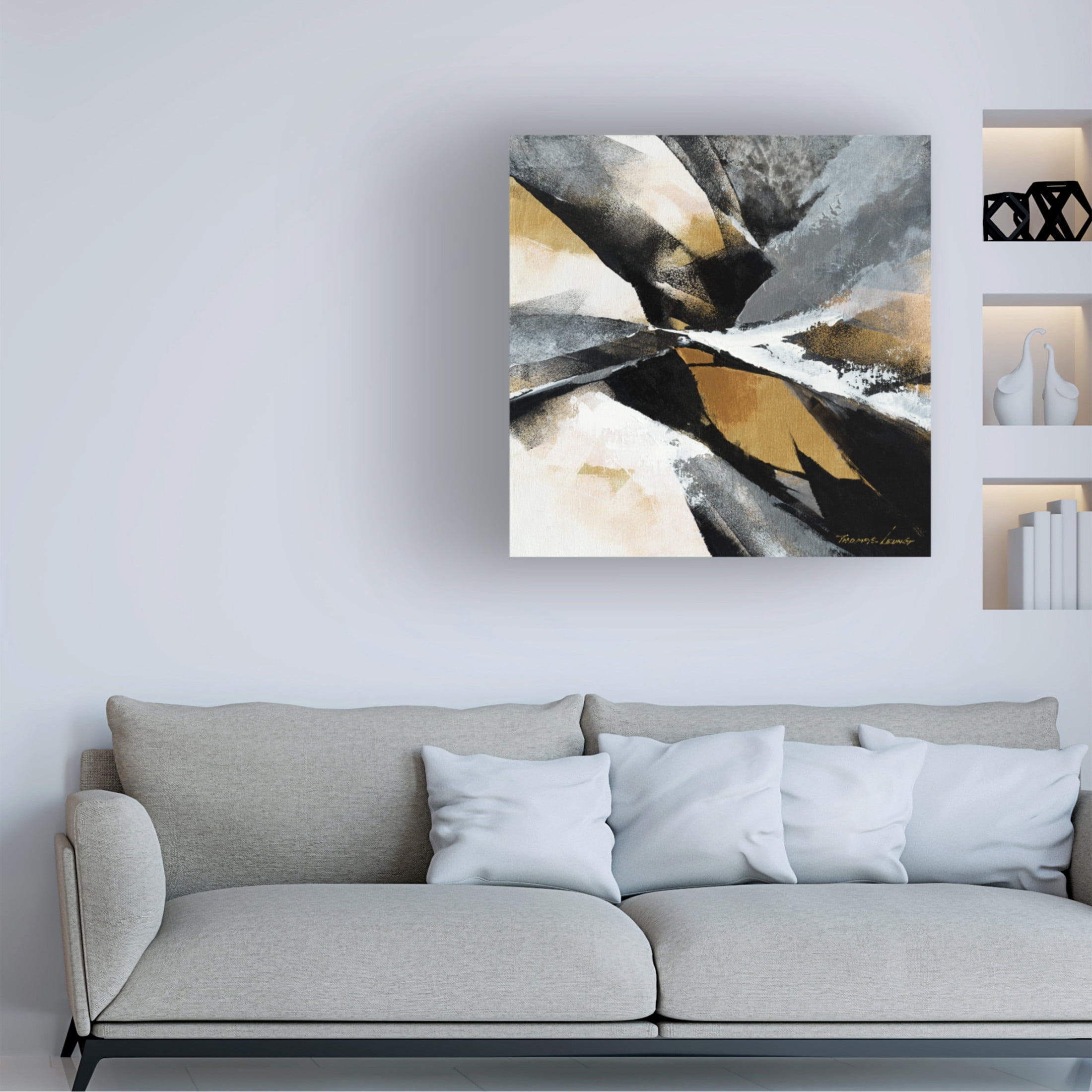 Canvas Wall Art - Thomas Leung 'Gold Fusion 2' Wall Art for Living Room, Bedroom, or Office Décor by Trademark Fine Art - 14 x 14 Inches