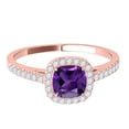 thumbnail image 3 of Aonejewelry 1.10 Ct. Ttw Diamond and Cushion Shaped Amethyst Ring in 10K Rose Gold, 3 of 4