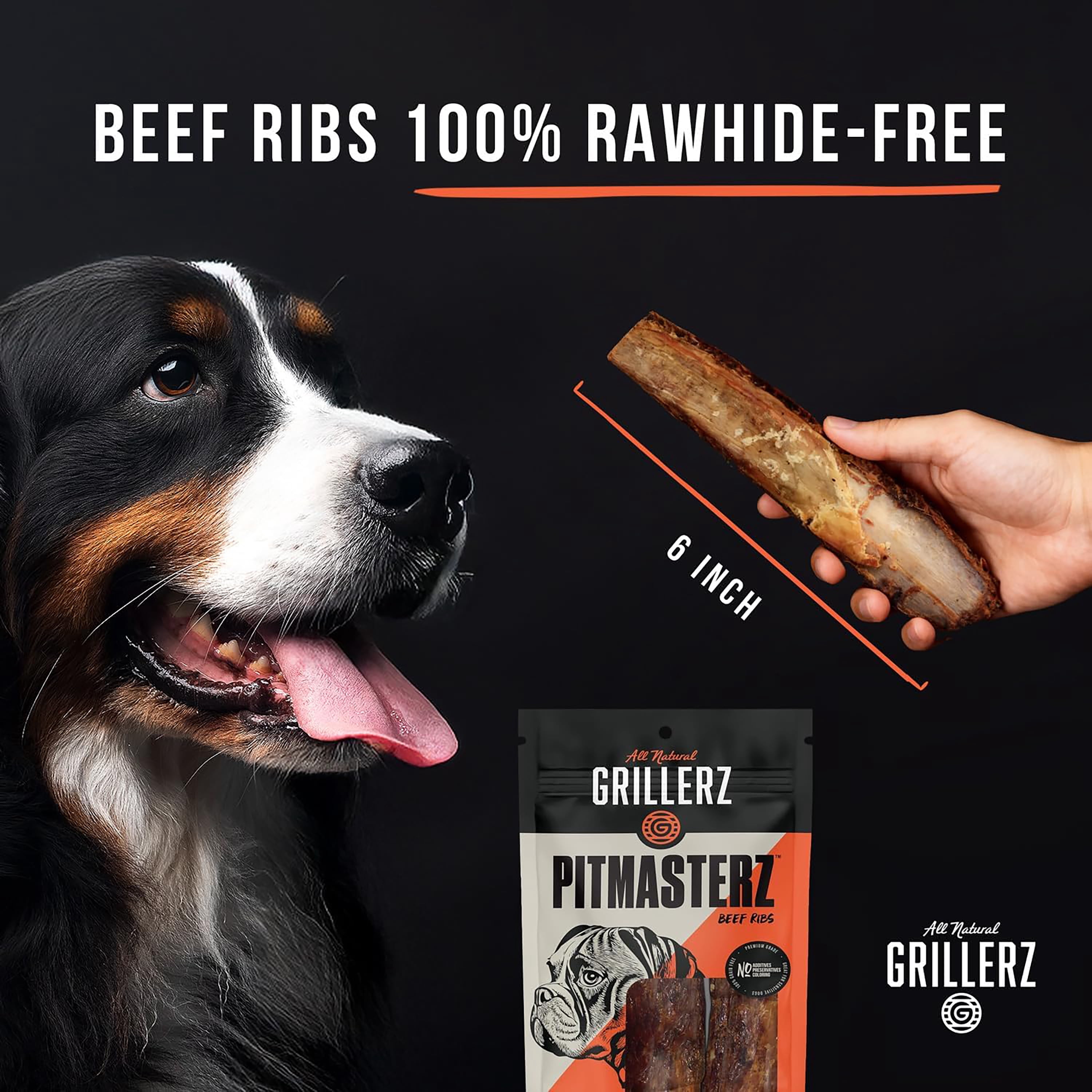 Grillerz Pitmasterz Slow-Roasted Beef Ribs Dog Treats, 3 Count, All Natural