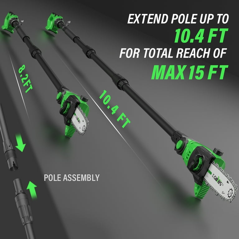 Seesii 2-in-1 Cordless Pole Saw & Mini Chainsaw - 8-Inch Bar, 2 Batteries, Extendable To 10ft