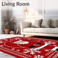 thumbnail image 2 of ODIKA 3'x5' Machine Washable Non-Slip Area Rug, Festive Santa Half Moon with Snowflake Embellishments High Traffic Rug with Pad, Red, 617821, 2 of 8